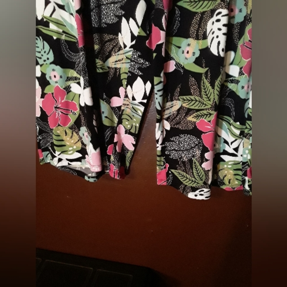 P2X Cuddle Duds Tropical Wide Leg Capri Night Pants - Picture 5 of 10